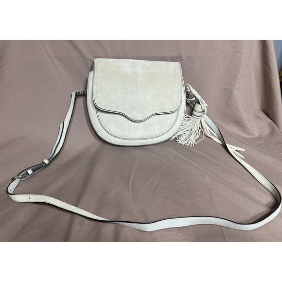 Rebecca Minkoff Beige Crossbody Bag With Tassel & Adjustable Strap Hobo Designer - Picture 1 of 14